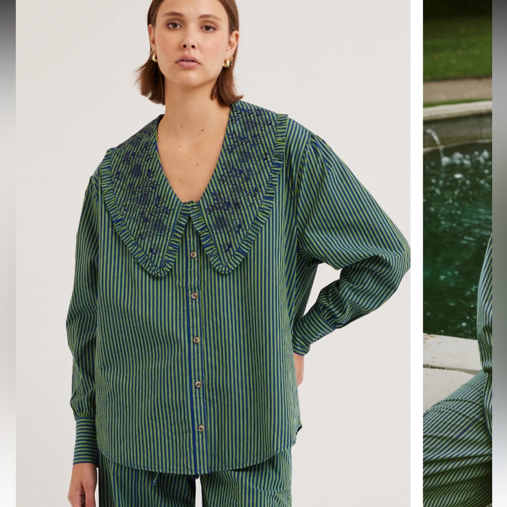 Fontaine Blouse - Stripe damson dammer